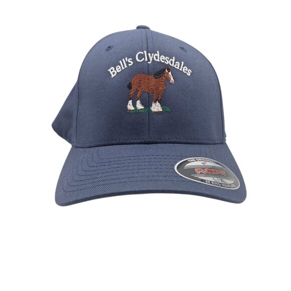 Bells Farm Clydesdales Horses Hat Ball Cap Adult Large XL Blue Flex Fit Michigan - Picture 9 of 10